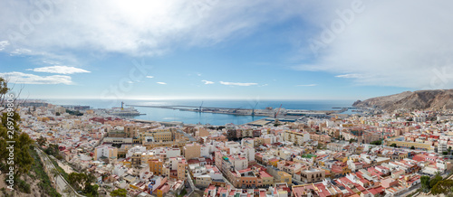 Panorama of Almería from the Alcazaba on a sunny day