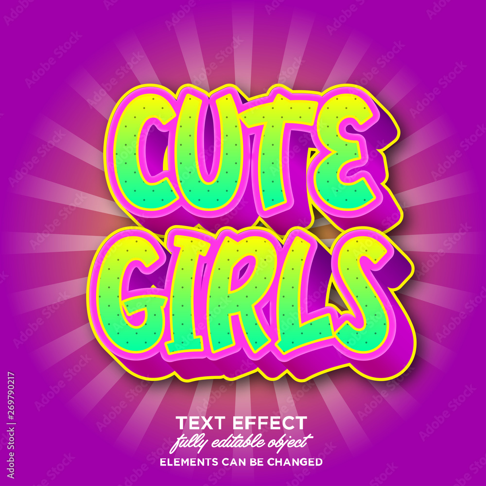 Fototapeta premium Modern cartoon font effect with trendy gradient