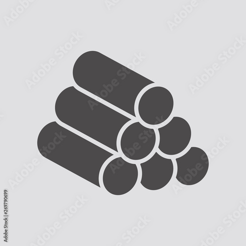 Folded logs of trees on a sawmill icon.Vector illustration.
