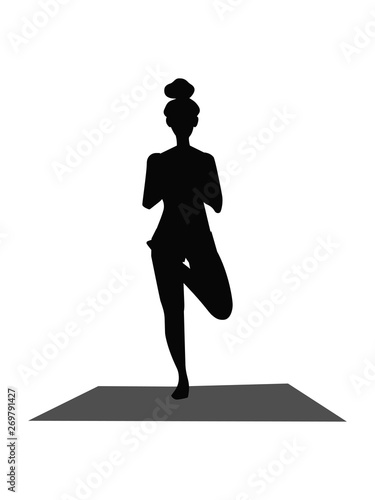 girl silhouette in yoga pose. vector illustration isolated on white background