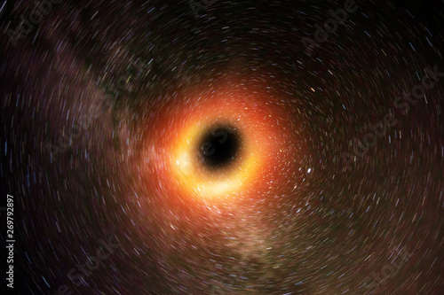 Fototapeta Naklejka Na Ścianę i Meble -  black hole in deep space sucking stars from galaxy in universe astronomy science background aerial plain view of artist impression on planets global explosion original artwork no elements by nasa used