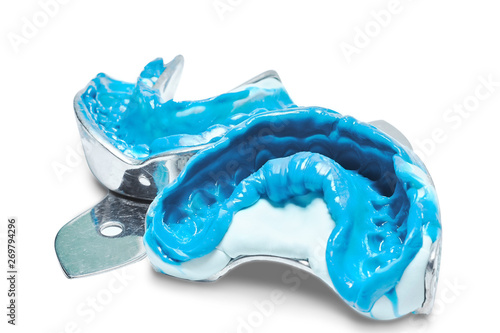 Wallpaper Mural Two dental impressions on a white background. Dental molds from the upper and lower jaws of silicone material. The imprint of the tooth row of high precision. Torontodigital.ca