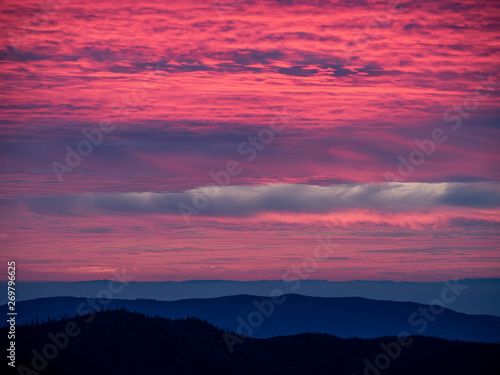 sunset over hills