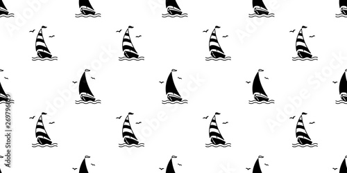 boat seamless pattern vector Anchor helm pirate maritime Nautical sea ocean Seagull scarf isolated repeat wallpaper tile background doodle