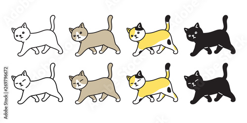 cat icon vector kitten calico logo walking character cartoon ginger symbol illustration doodle