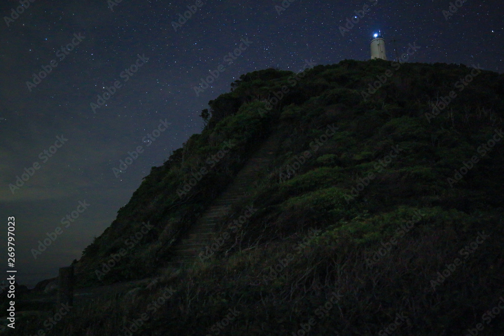徳島県阿南市 蒲生田岬灯台の夜景 徳島県阿南市 蒲生田岬灯台の夜景