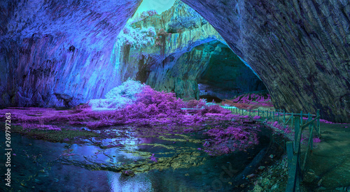 Mystical cave in bright fantastic colors © multipedia