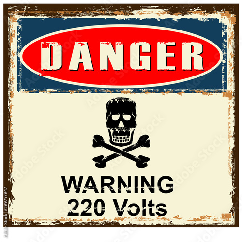 high voltage warning board, vector