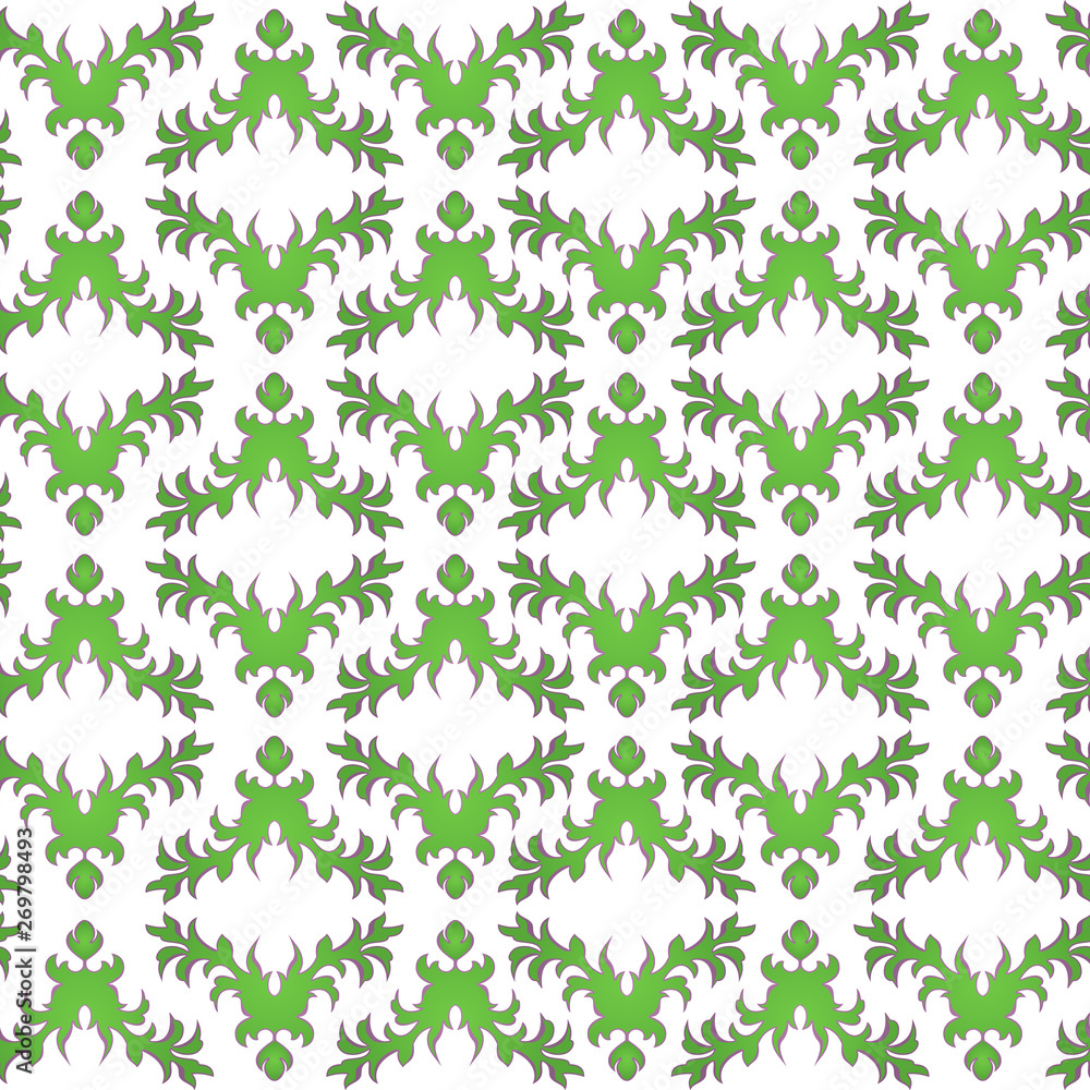 Green and purple seamless pattern and twigs and leaves. Vector illustration Green and purple seamless pattern and twigs and leaves. Vector illustration