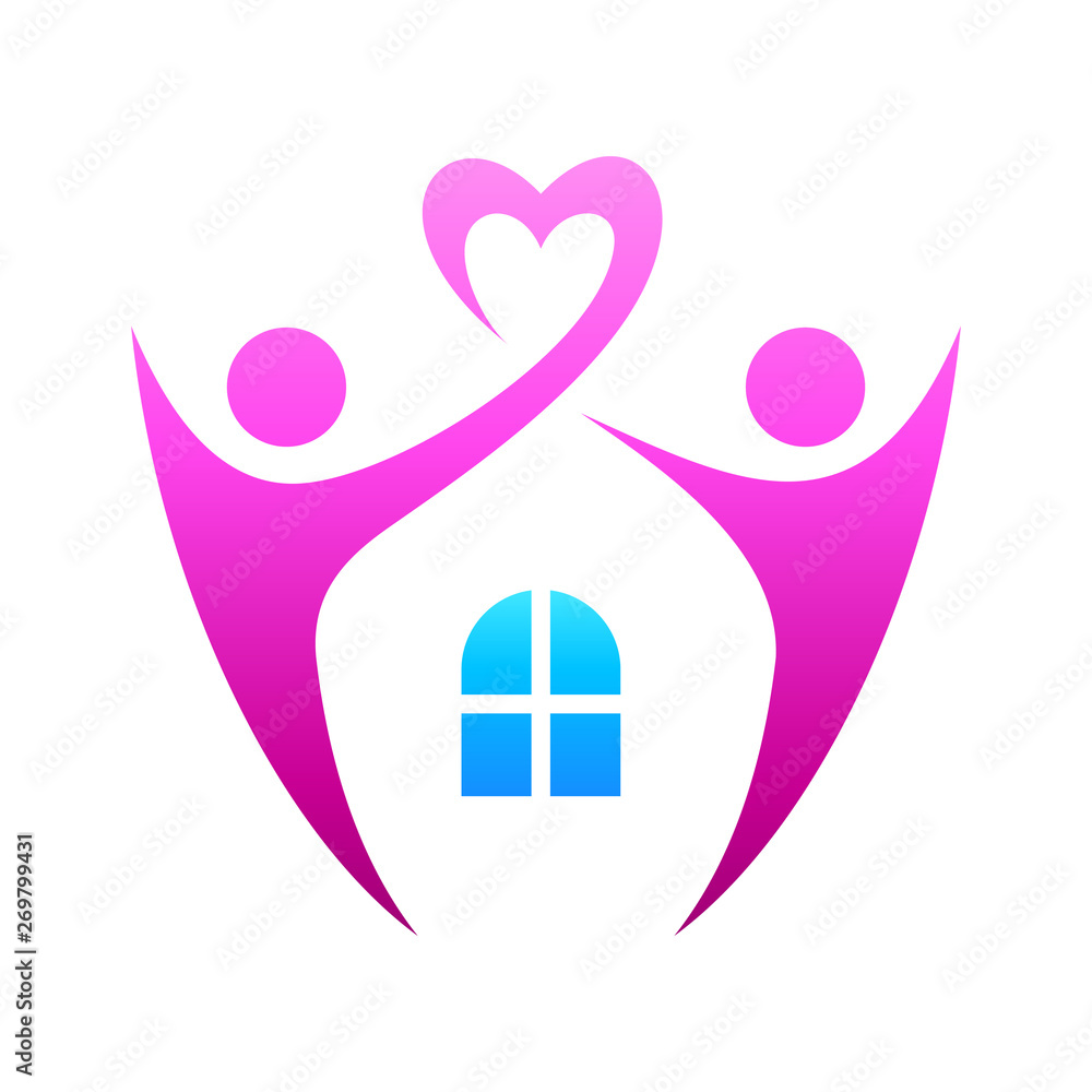 Fototapeta premium happy family house flat logo design inspiration