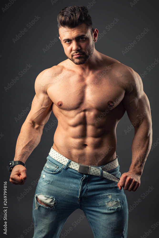 Bodybuilder with naked torso Bodybuilder with naked torso