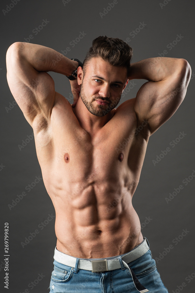 Bodybuilder with naked torso Bodybuilder with naked torso