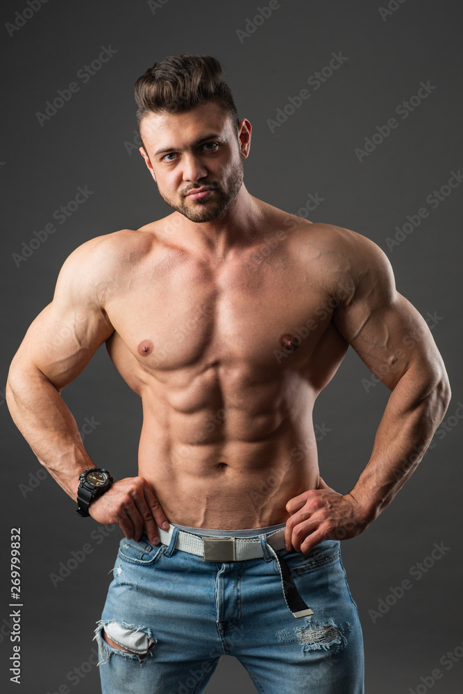 Bodybuilder with naked torso Bodybuilder with naked torso