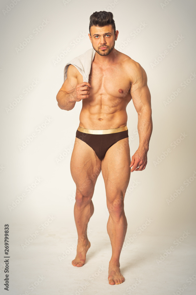 Bodybuilder with naked torso