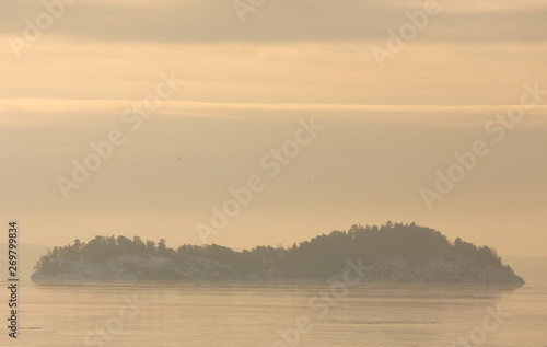 A small Swedish island in the winter, in the morning light