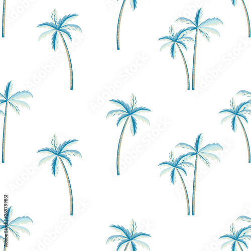 Vector seamless pattern of palm tree   white background