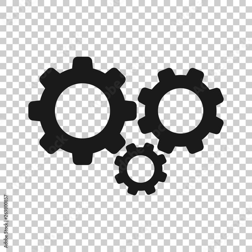 Gear vector icon in transparent style. Cog wheel illustration on background. Gearwheel cogwheel business concept.