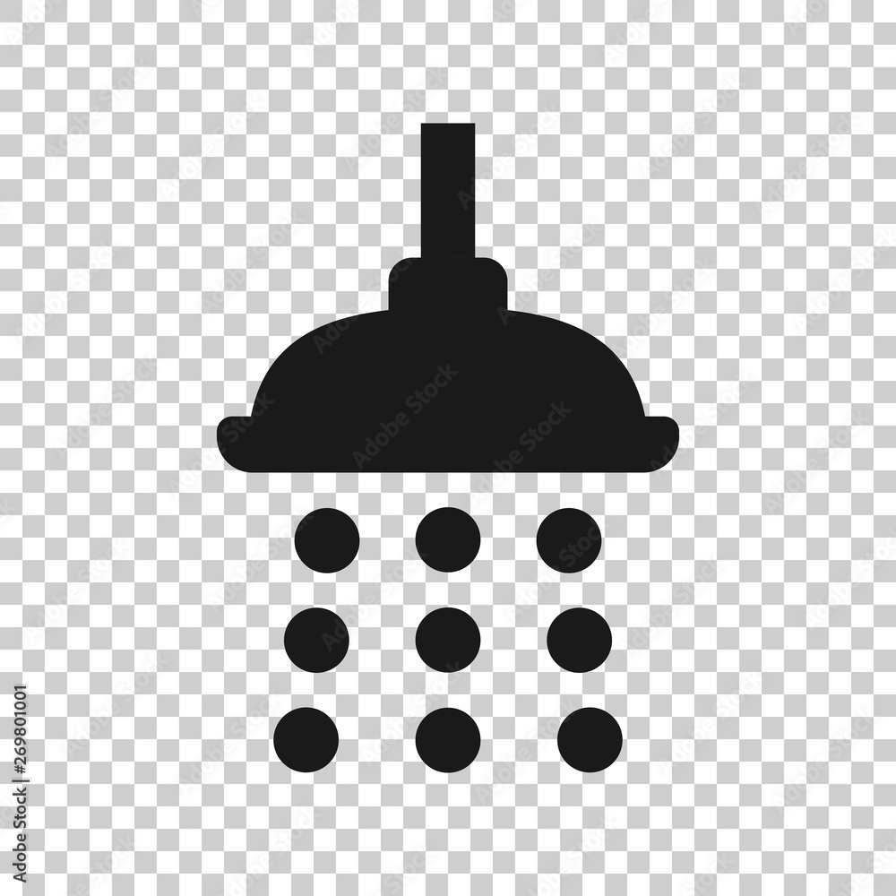 Fototapeta premium Shower sign icon in transparent style. Bathroom water device vector illustration on isolated background. Wash business concept.