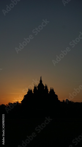 the beginning of summer when the sun rises with the foreground of a temple that looks very beautiful © Agung