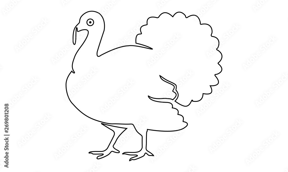 Turkey bird line icon for farm-related or holiday themed designs Turkey bird line icon for farm-related or holiday themed designs