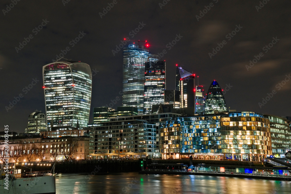 Skyline of London at night