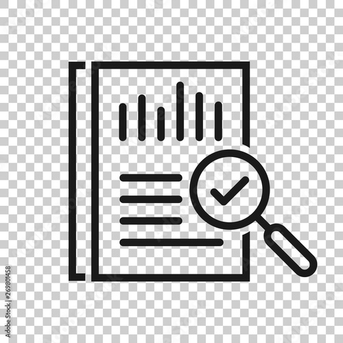 Audit document icon in transparent style. Result report vector illustration on isolated background. Verification control business concept.