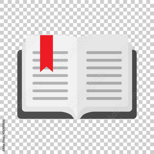 Open book icon in transparent style. Literature vector illustration on isolated background. Library business concept.