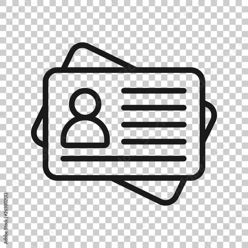 Id card icon in transparent style. Identity tag vector illustration on isolated background. Driver licence business concept.