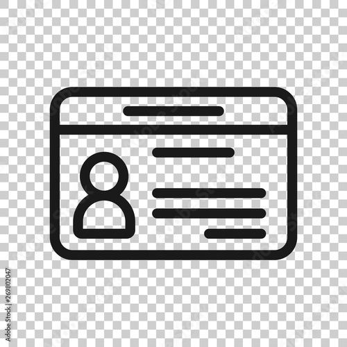 Id card icon in transparent style. Identity tag vector illustration on isolated background. Driver licence business concept.