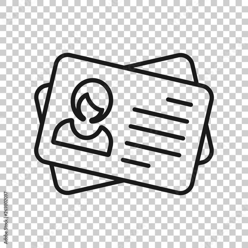 Id card icon in transparent style. Identity tag vector illustration on isolated background. Driver licence business concept.