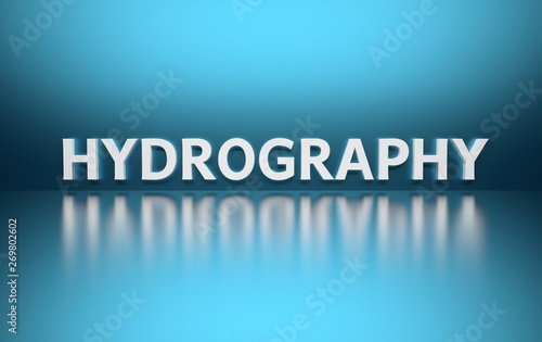 Word Hydrography on blue background