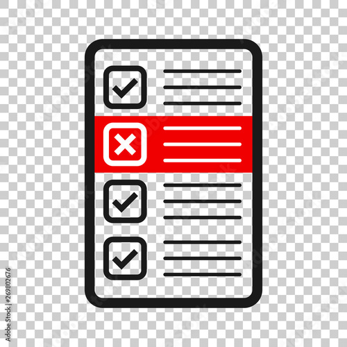Questionnaire icon in transparent style. Online survey vector illustration on isolated background. Checklist report business concept.