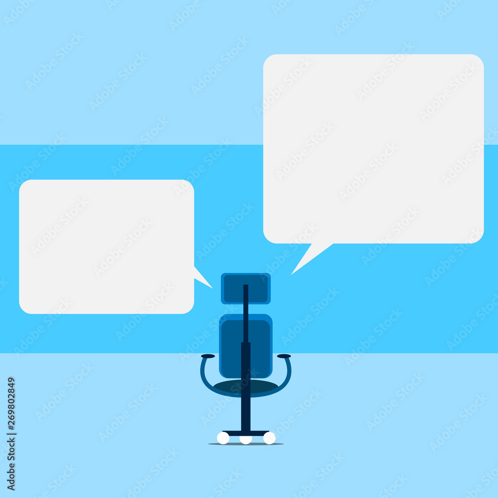 Executive chair sharing two blank square speech bubbles right left side