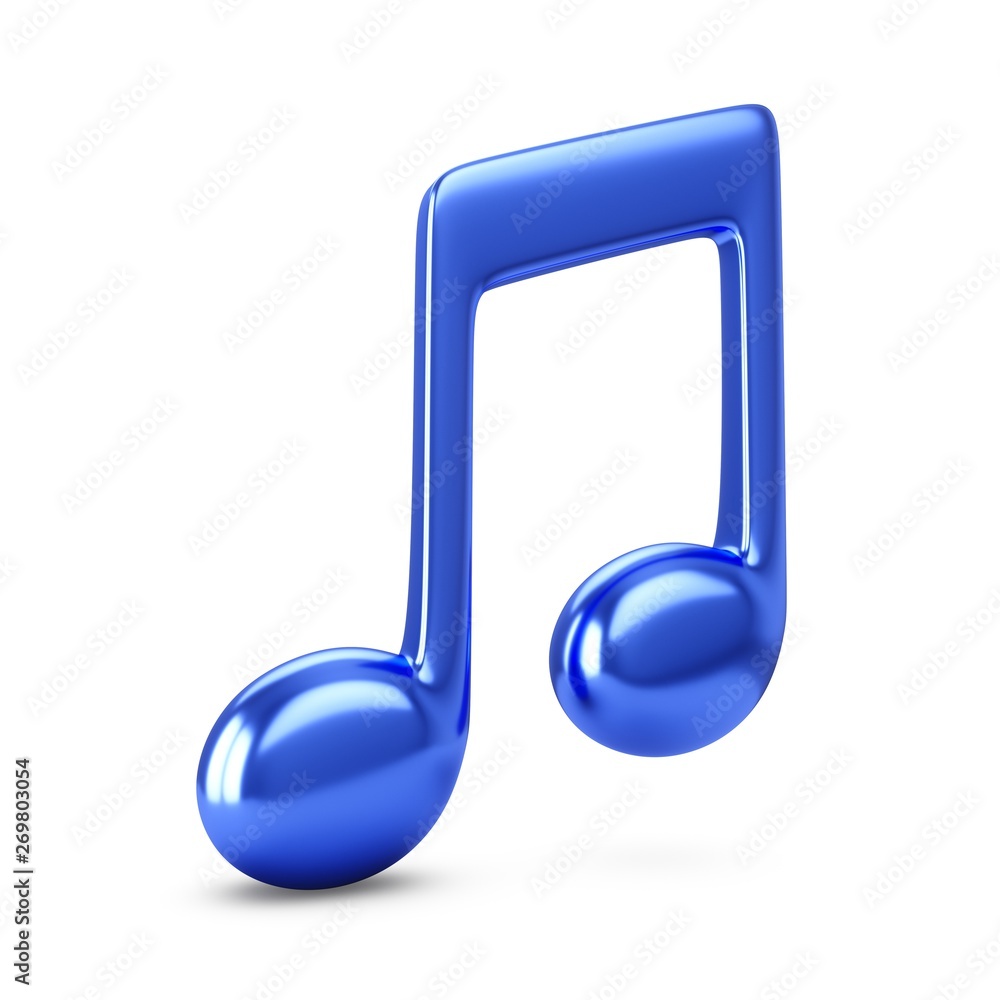 3d Rendering Blue Music Note isolated on white background 3d Rendering Blue Music Note isolated on white background