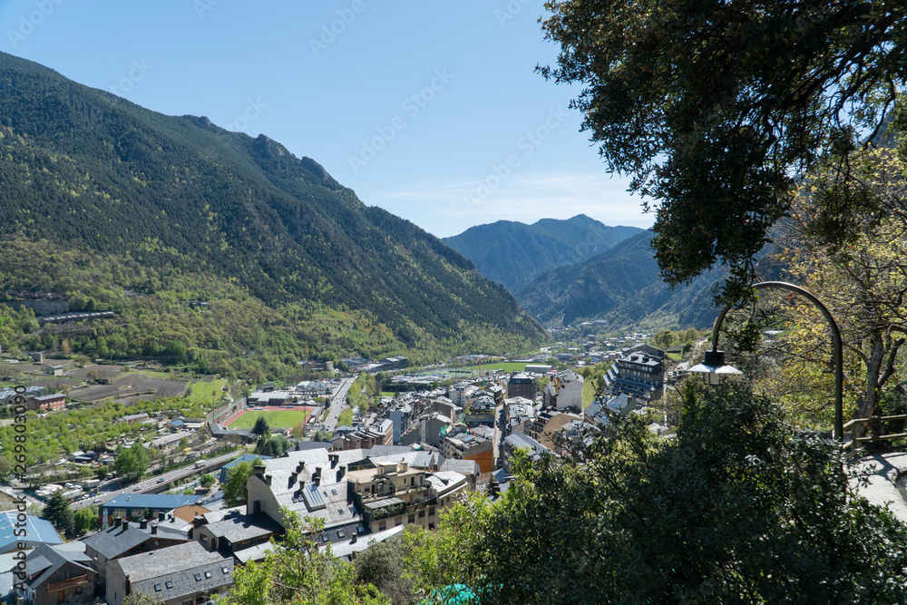 Views of Andorra la Vella from hiking trail