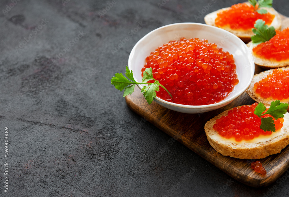 Sandwiches with red caviar Sandwiches with red caviar