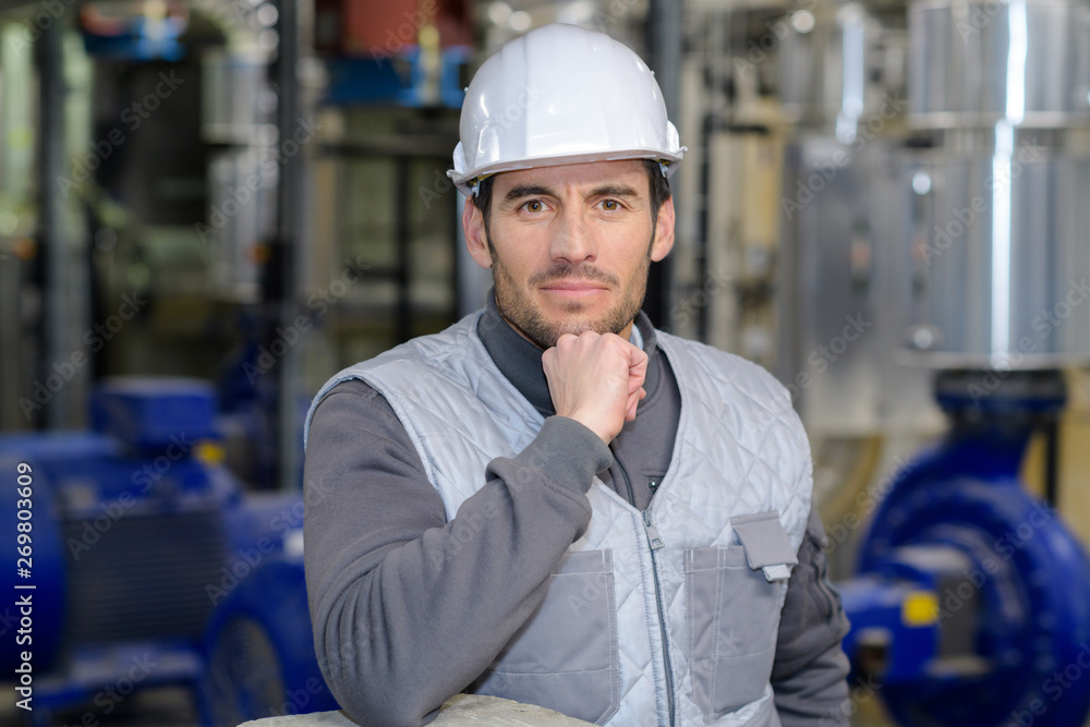 portrait of smiling man wearing overalls posing confidently portrait of smiling man wearing overalls posing confidently