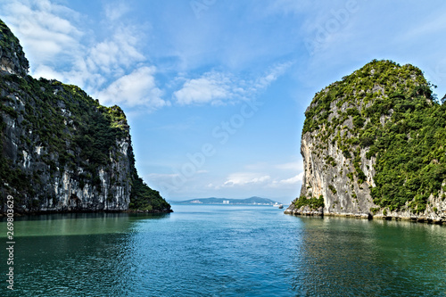 limestone rocks at Ha Long Bay South China Sea Vietnam. Site Asi