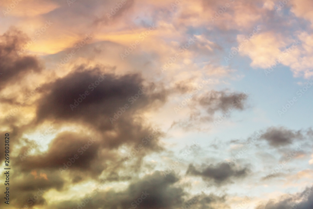 Clolored night clouds, evening sunset, nature series