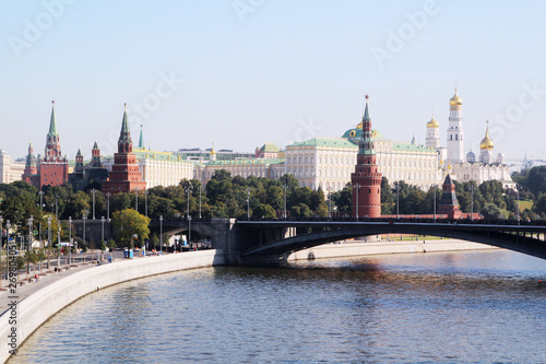 View to Moscow Kremlin from Patriarshy Bridge, Russia	