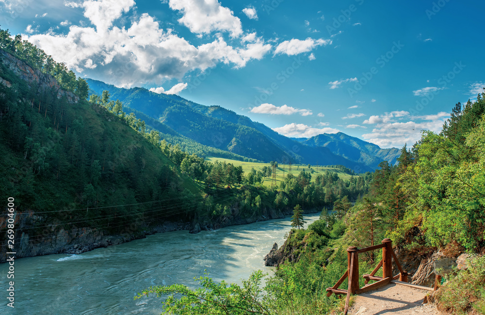Fototapeta premium Katun river, Chemal, Altay, Siberia