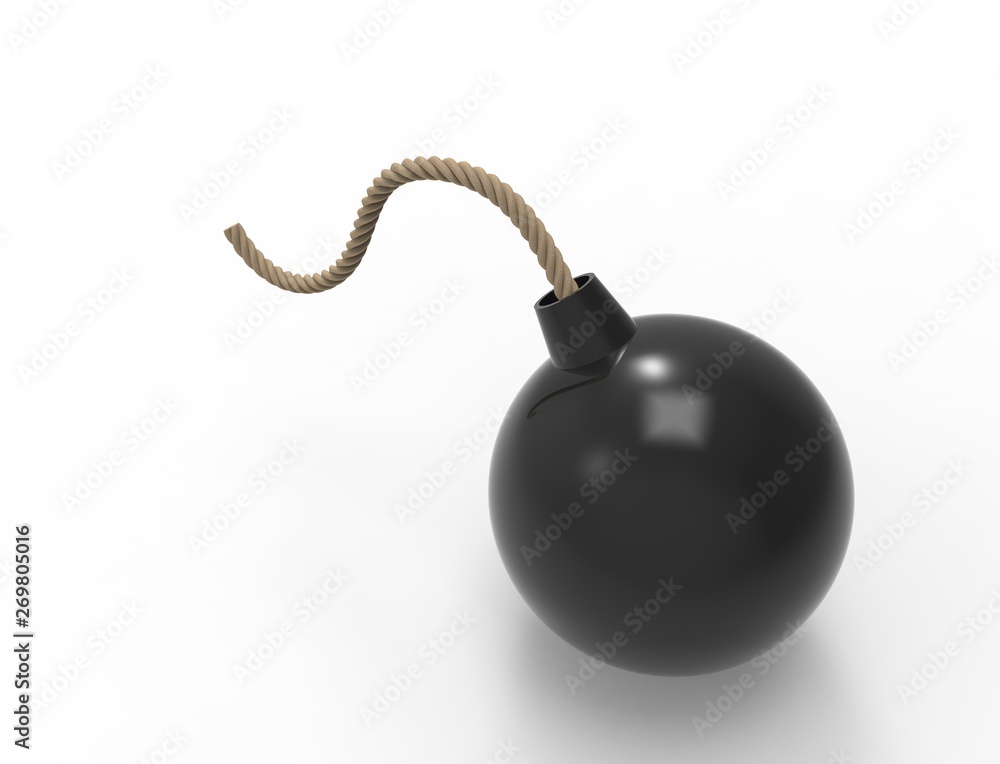 3D rendering of a classic bomb isolated on white background. 3D rendering of a classic bomb isolated on white background.