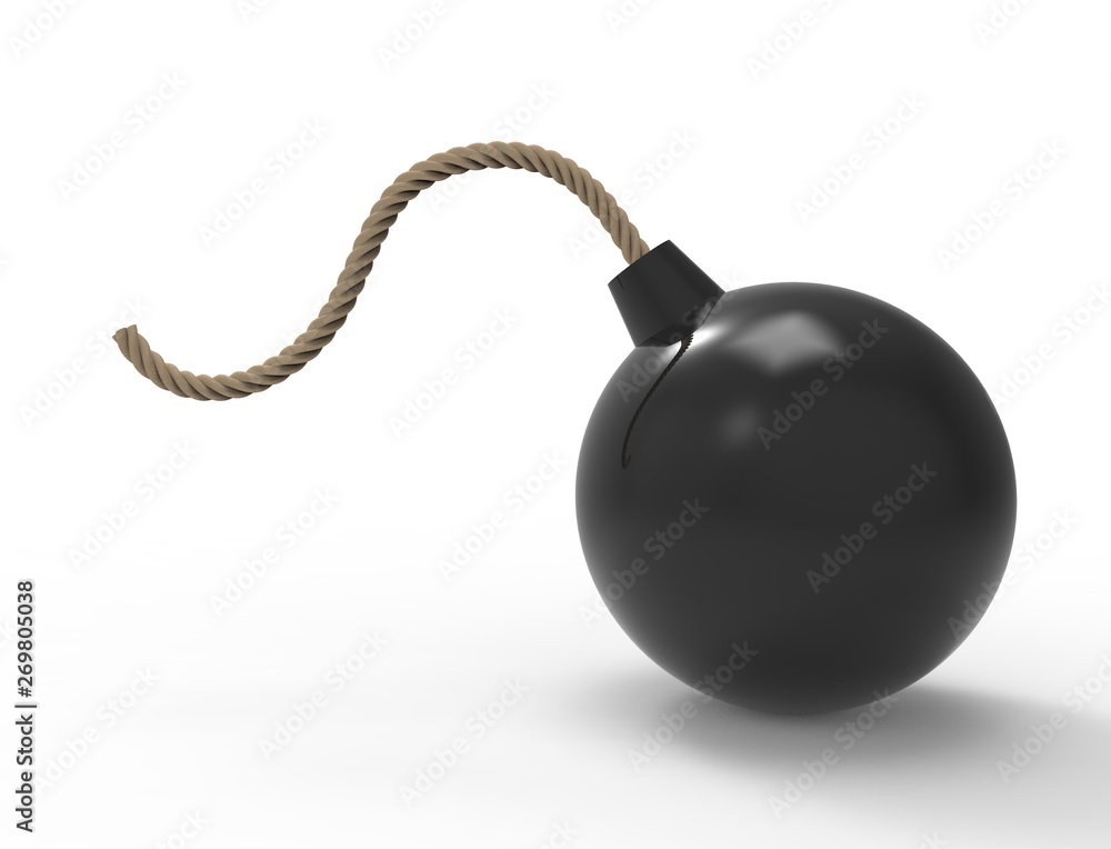 3D rendering of a classic bomb isolated on white background. 3D rendering of a classic bomb isolated on white background.