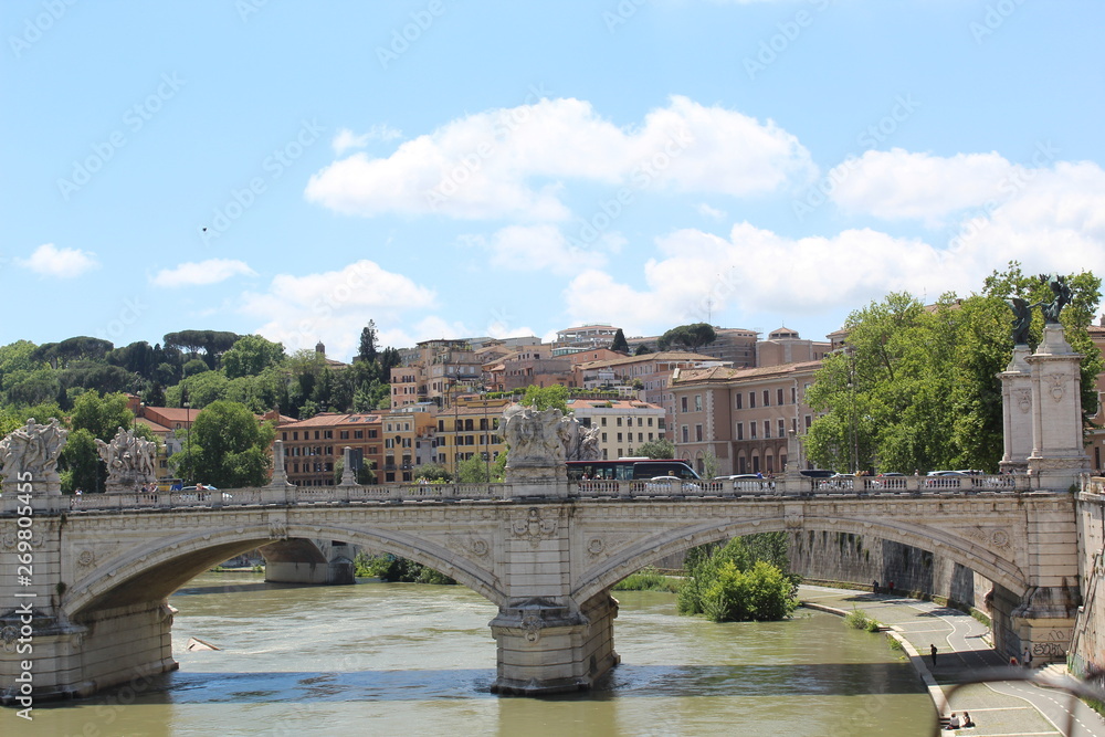 Fototapeta premium old bridge over the river in rome