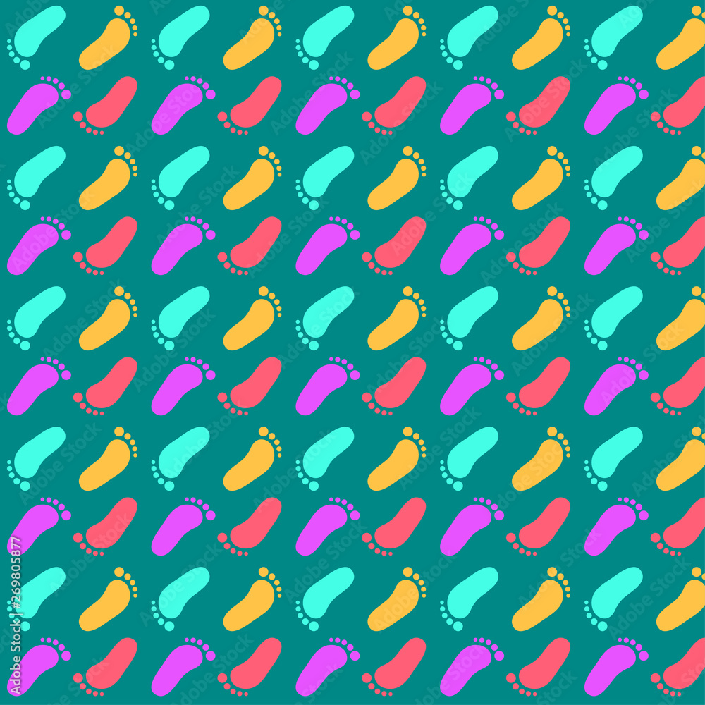 pattern seamless set of footprint. flat minimal simple desing style colorful. vector illustration eps10