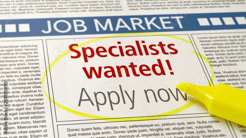 Job ad in a newspaper - Specialists wanted