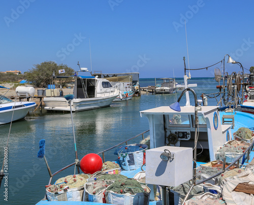 Beautiful fishing village in Cyprus. Fishing boats photo