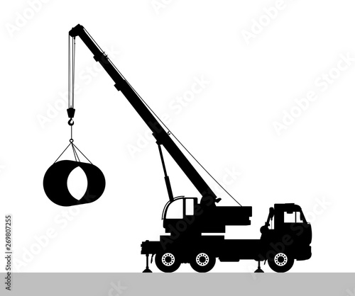 Crane Silhouette on a white background.