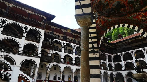 The exterior of Rila Monastery - the largest and most famous Eastern Orthodox monastery in Bulgaria photo