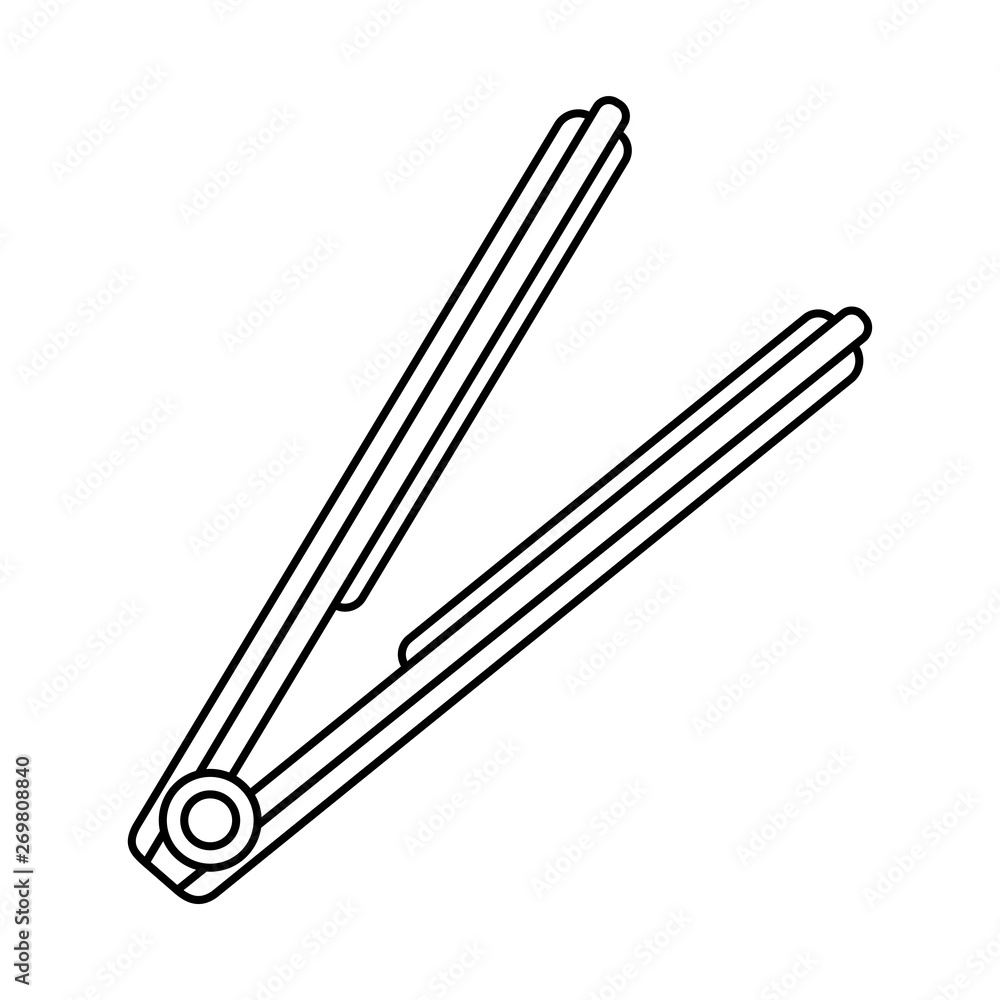 Line art black and white hair straightener Line art black and white hair straightener